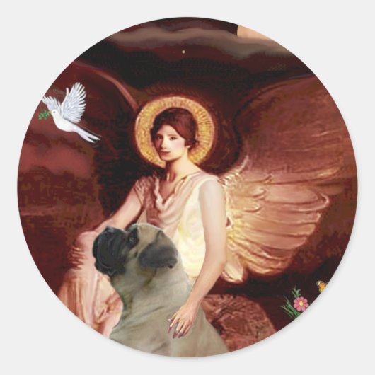 Sticker Rond Angel assis - Bull Mastiff #1 (Devant)