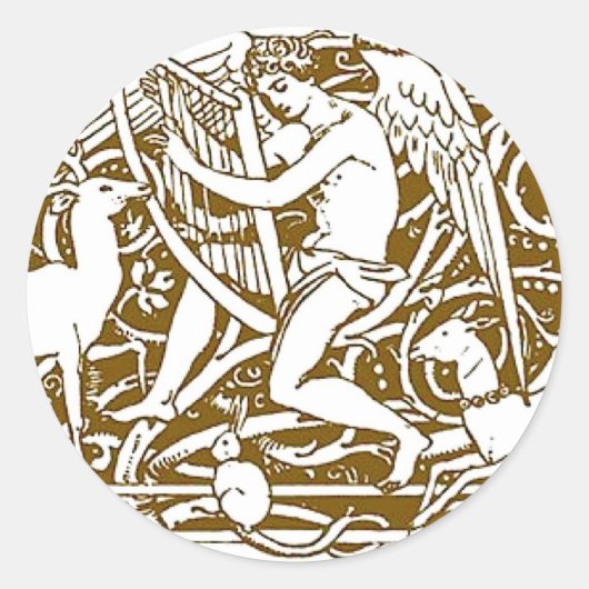Sticker Rond Angel avec Harpe (Devant)