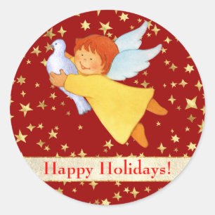 Sticker Rond Angel avec Peace Dove