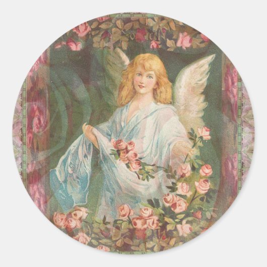 Sticker Rond Angel avec Roses (Devant)