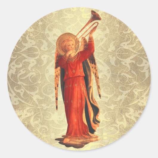 Sticker Rond Angel avec trompette (Devant)