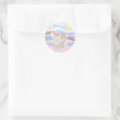 Sticker Rond Angel de chat perse blanc dans les nuages (Sac)