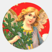 Sticker Rond Angel en lavande portant un arbre de Noël (Devant)