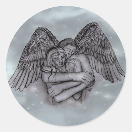 Sticker Rond Angel Eros en amour (Devant)