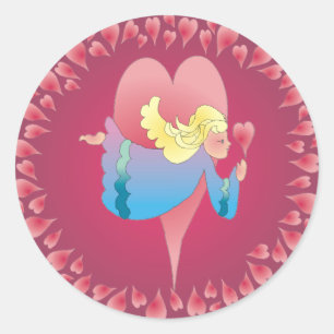 Sticker Rond ANGEL HEARTS par SHARON SHARPE