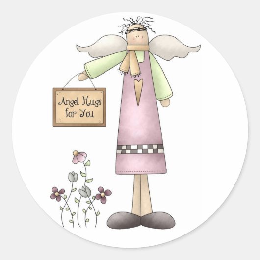 Sticker Rond Angel Hugs pour vous-Stickers (Devant)