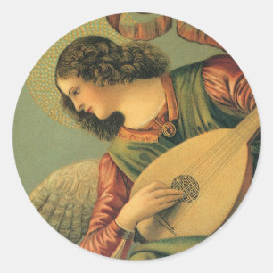 Sticker Rond Angel Musician, Melozzo da Forli, Art Renaissance