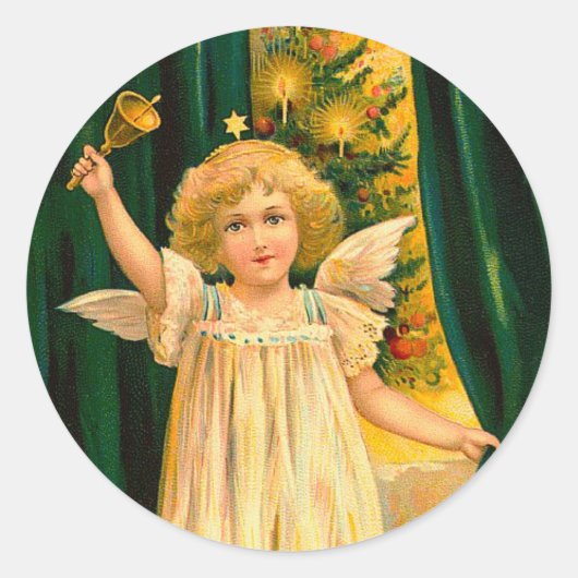 Sticker Rond Angel ringing the bell for Christmas time (Devant)
