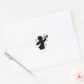 Sticker Rond Angel souffler une trompette avec des notes (Enveloppe)