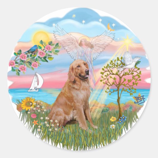 Sticker Rond Angel Star - Golden Retriever #2 (Devant)