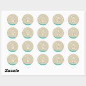 Sticker Rond Angel Turquoise et Beige (Feuille)