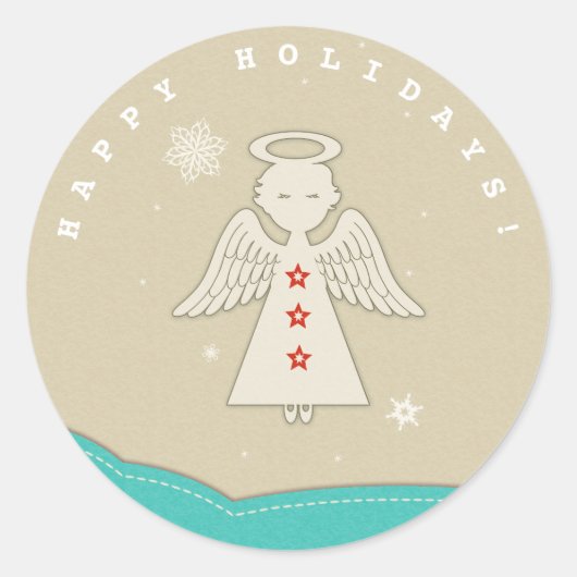 Sticker Rond Angel Turquoise et Beige (Devant)