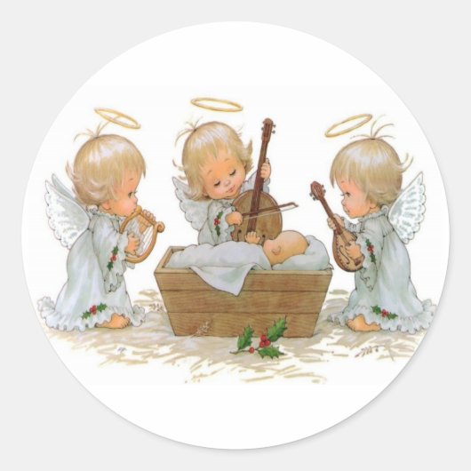 Sticker Rond Angels dans l'autocollant Manger (Devant)