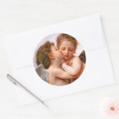 Sticker Rond Angels First Kiss, Bouguereau (Enveloppe)