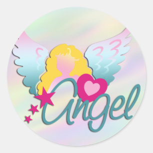 Sticker Rond Angels Love   couleur claire