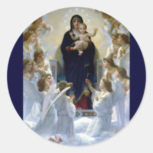 Sticker Rond Angels madona bébé religion chrétienne nuages