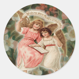 Sticker Rond Anges vintages avec du charme d'ange