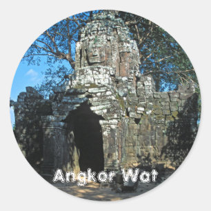 Sticker Rond Angkor wat, temple Ta som - Cambodge, Asie