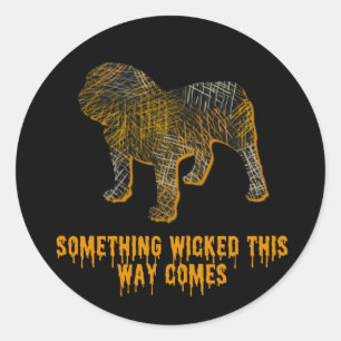 Sticker Rond Anglais Bulldog Silhouette Fun Halloween