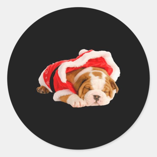 Sticker Rond Anglais Chien Chien Chien Chien Père Noël Costume (Devant)