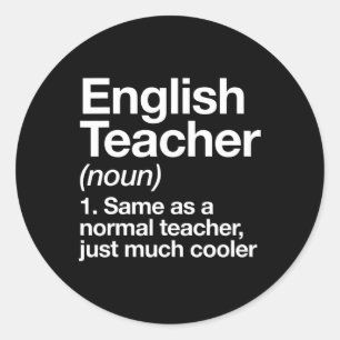 Sticker Rond Anglais Définition Enseignant S'Amuser Retour À L'