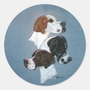 Sticker Rond Anglais Pointer Trio Head Study