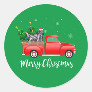 Sticker Rond Anglais Setter Dog équitation Camion Rouge Noël