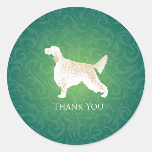 Sticker Rond Anglais Setter Merci Silhouette (Devant)