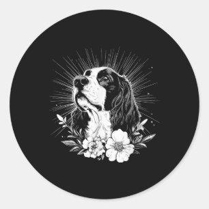 Sticker Rond Anglais Springer espagnol Amoureux des chiens styl