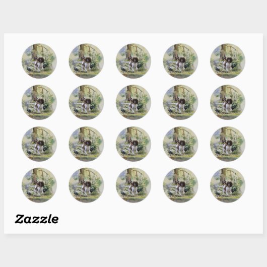 Sticker Rond Anglais Springer Spaniel (Feuille)