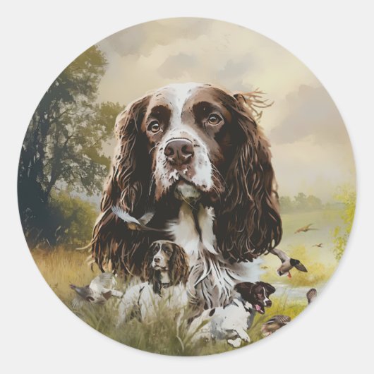 Sticker Rond Anglais Springer Spaniel (Devant)