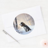 Sticker Rond Anglais Springer Spaniel Laissez-le neiger Noël (Enveloppe)