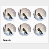 Sticker Rond Anglais Springer Spaniel Laissez-le neiger Noël (Feuille)