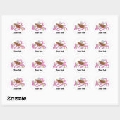 Sticker Rond Angle de ruban rose (Feuille)