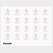 Sticker Rond Angle de ruban rose (Feuille)