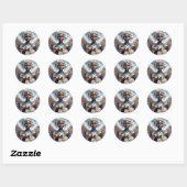 Sticker Rond Angle noir avec yeux bleus (Feuille)