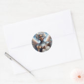Sticker Rond Angle noir avec yeux bleus (Enveloppe)