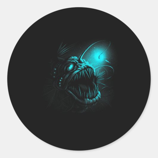 Sticker Rond Anglerfish Deep Sea Creatures Angler Fish Ocean Se (Devant)