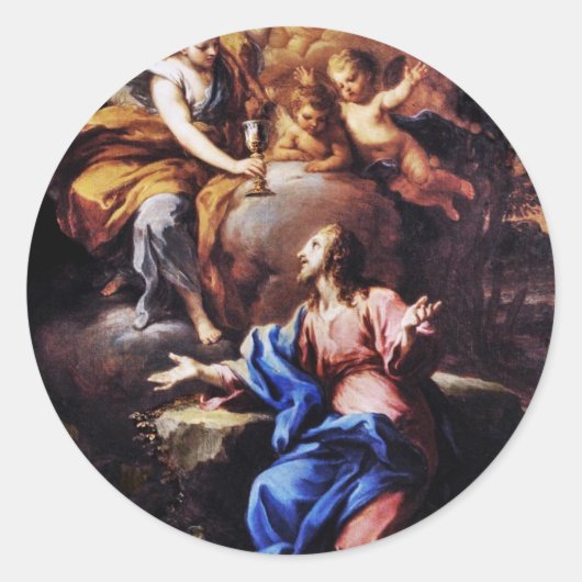 Sticker Rond Angles avec Jésus dans le Jardin (Devant)