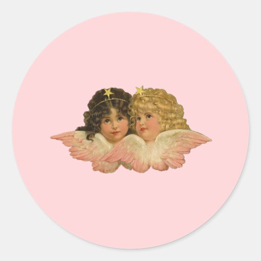 Sticker Rond Angles victoriens rose pâle (Devant)