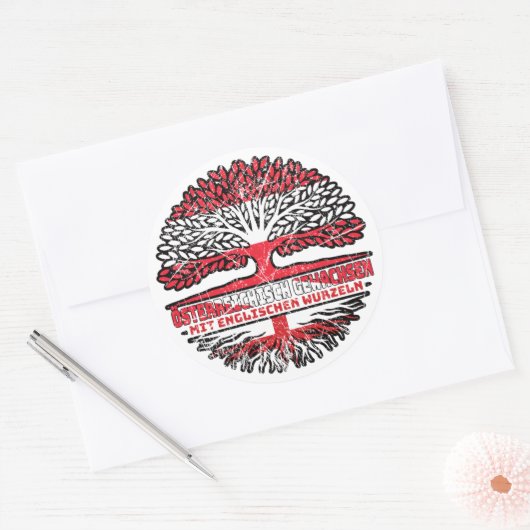 Sticker Rond Angleterre Autriche Arbre (Enveloppe)