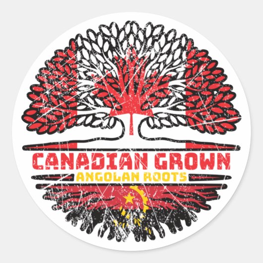Sticker Rond Angola Angolais Canada drapeau des racines d'arbre (Devant)