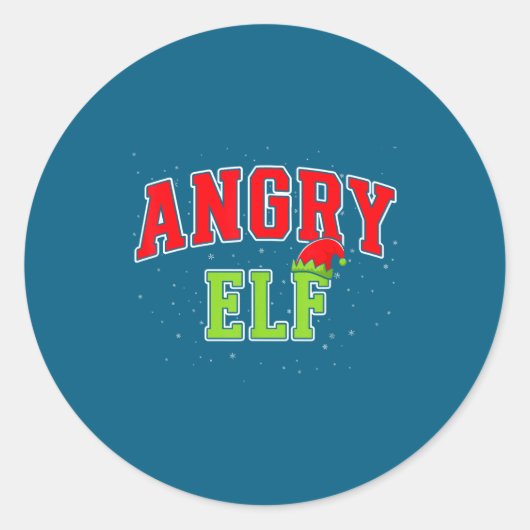 Sticker Rond Angry Elf Christmas Family Matching Group Xmas  (Devant)