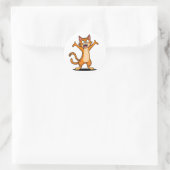 Sticker Rond Angry Orange Tabby Cat Cartoon (Sac)