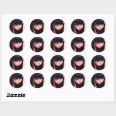 Sticker Rond Angry Punk Rocker Girl (Feuille)