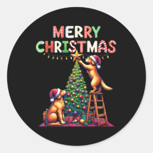 Sticker Rond Animal animal de compagnie Golden Retriever Chiens