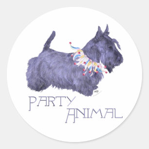 Sticker Rond Animal de fête Scottish Terrier
