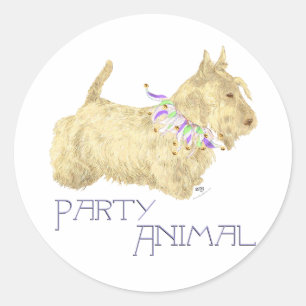 Sticker Rond Animal de fête Terrier écossais
