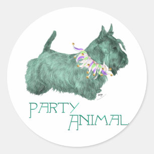 Sticker Rond Animal de fête Terrier écossais
