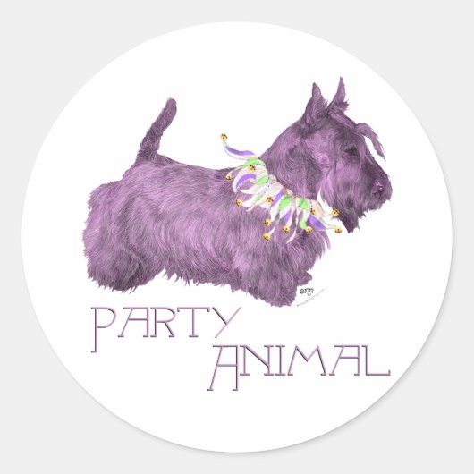 Sticker Rond Animal de fête Terrier Écossais (Devant)